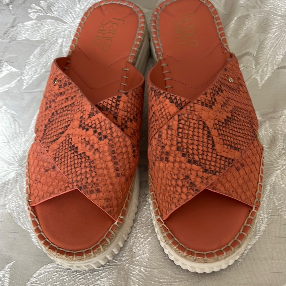 EUC Franco Sarto Orange Espadrilles with Woven Design Size 10M